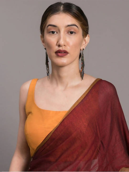 Suta Grey Maroon Colourblocked Pure Cotton Saree - Distacart