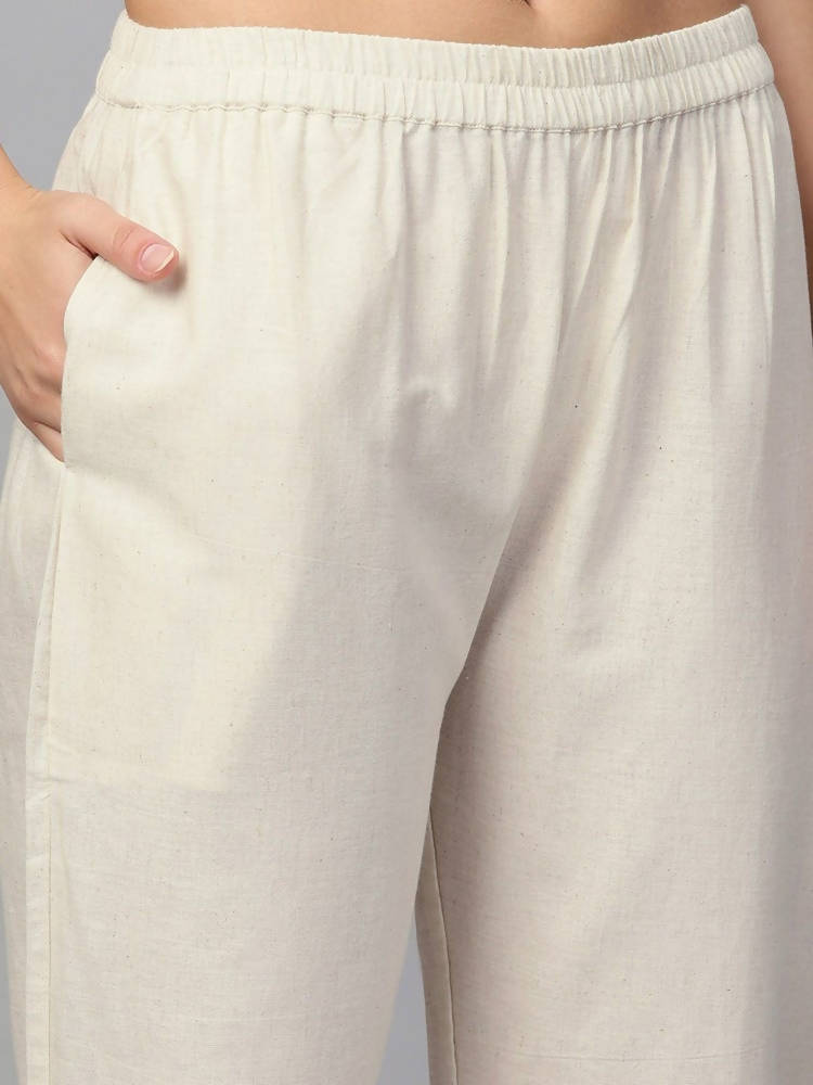 Yufta Women Mustard Yellow & Off-White Block Print Kurta with Trouser