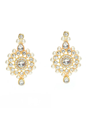 Mominos Fashion Johar Kamal Gold-Plated Rani Haar with Off white Pearls Jewellery Set - Distacart