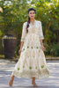 Juniper Womens Ivory Rayon Foil Printed Circular Maxi Dress With Mirror Embroidery - Distacart