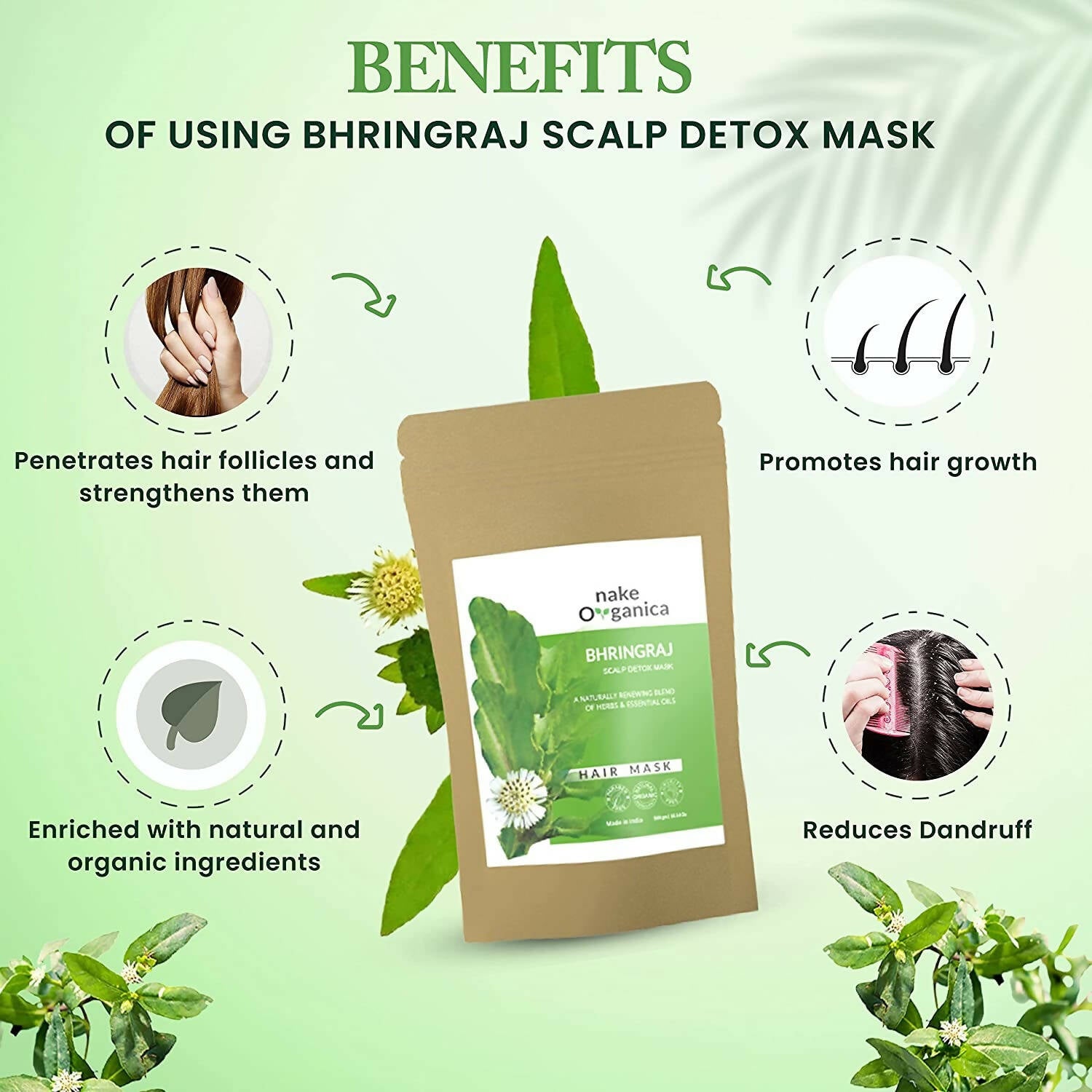 Nake Organica Bringraj Scalp Detox Hair Mask - Distacart