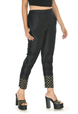 Mominos Fashion Moeza Silk Black Color Pant