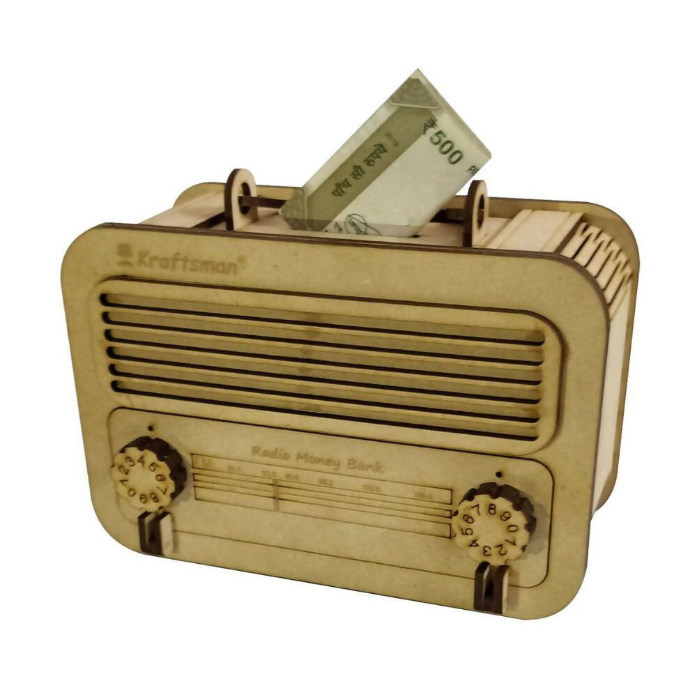 Kraftsman Wooden Money Safe For Kids And Adults | Make In India | Classic Radio Style - Distacart