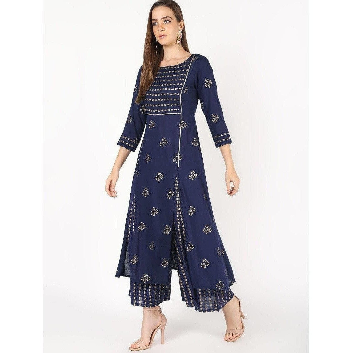 Cheera Women's Hand Block Print A-Line Kurta (CH042K)