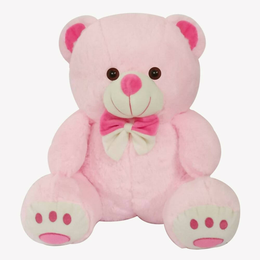 Webby Plush Cute Sitting Teddy Bear Soft Toys With Neck Bow And Foot Print, Pink - Distacart