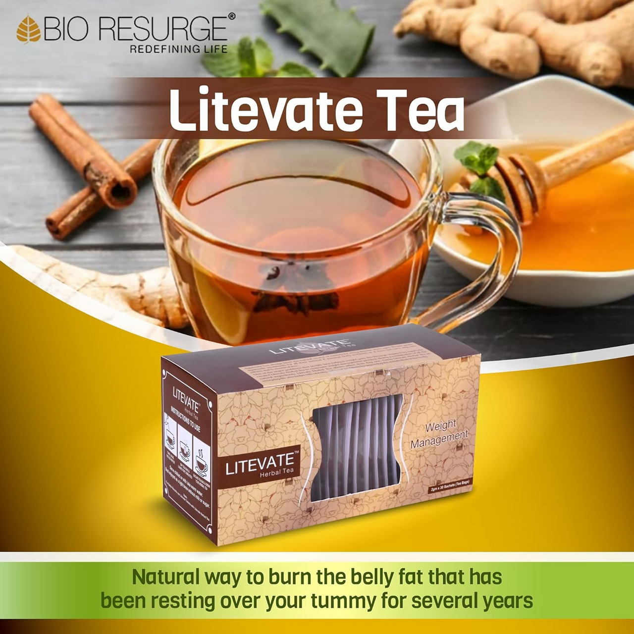 Bio Resurge Life Litevate Herbal Green Tea - Distacart