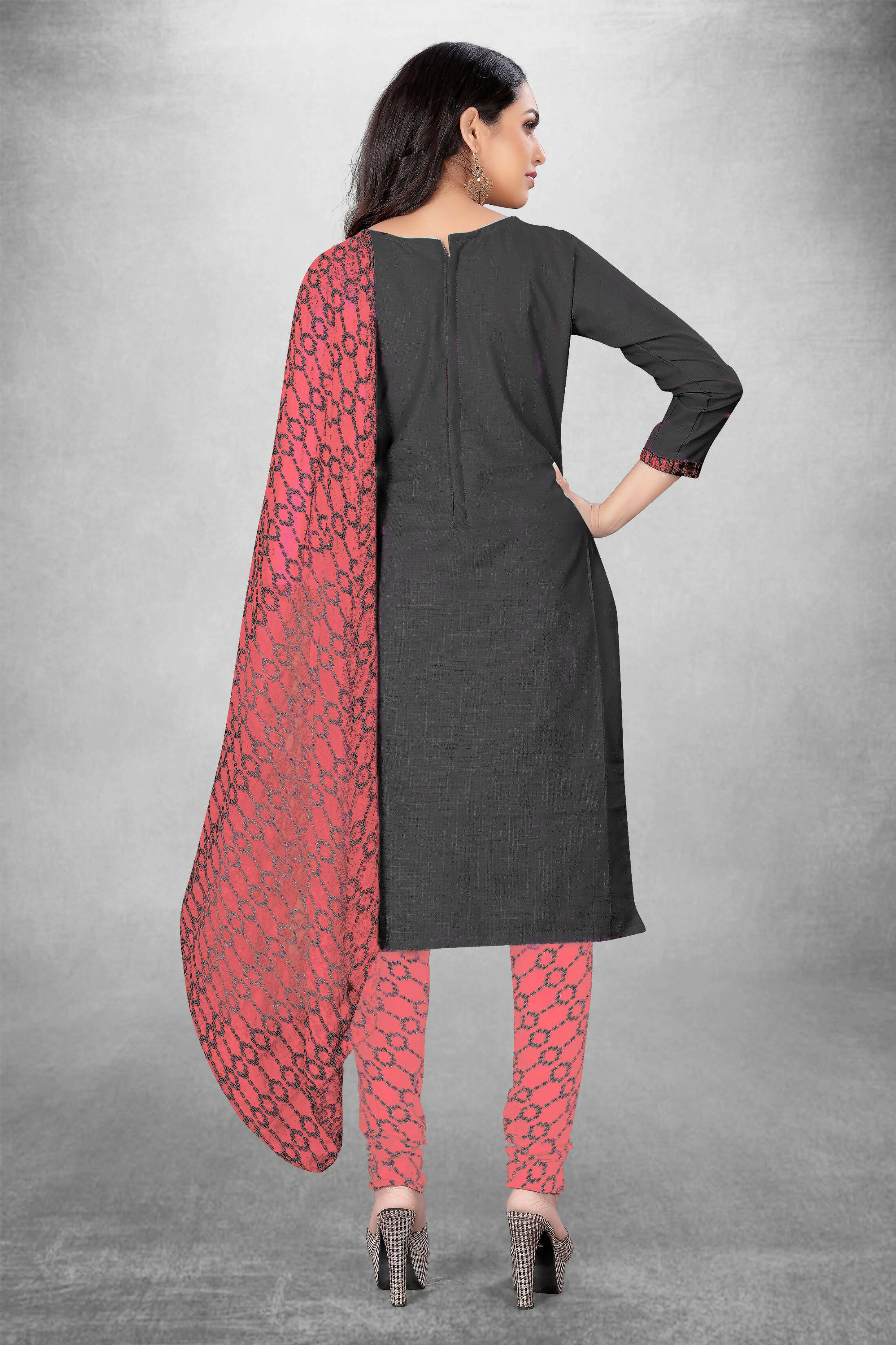 Grey Cotton Printed Unstitched Dress Material - Amara - Distacart