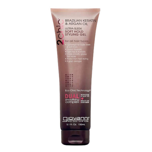 Giovanni Organic 2Chic Brazilian Keratin & Argan Oil Ultra-Sleek Soft Hold Styling Gel