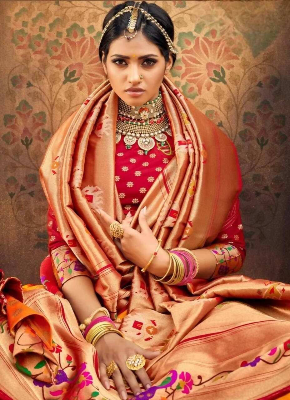 DEIANA'S Beautiful Jari Silk Weaving Lehengha choli - Orange - Distacart