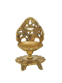 Thumbnail for eCraftIndia Golden Decorative Handcrafted Brass Diya Stand - Distacart