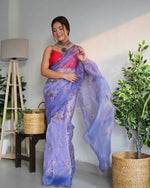 Thumbnail for Vamsee Blue Organza Saree - Distacart