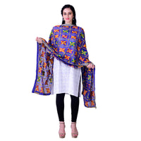Thumbnail for SWI Stylish Women's Embroidered Phulkari Chiffon Royal Blue Dupatta