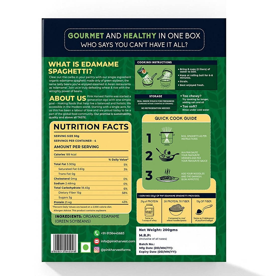 Pink Harvest Organic 100% Edamame Spaghetti Noodles - Distacart
