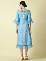 Thumbnail for Myshka Women's Blue Empire Printed Dress - Distacart