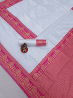 Thumbnail for DEIANA'S Beautiful Golden Jari with New Design Soft Lichi Silk Saree - White - Distacart
