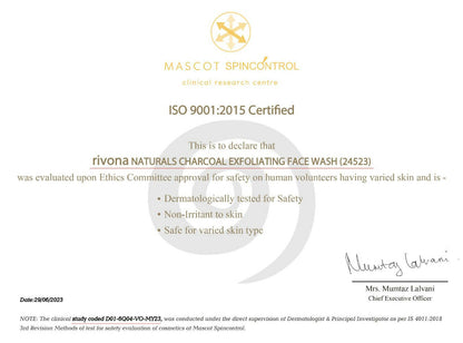 Rivona Naturals Charcoal Exfoliating Face Wash - Distacart