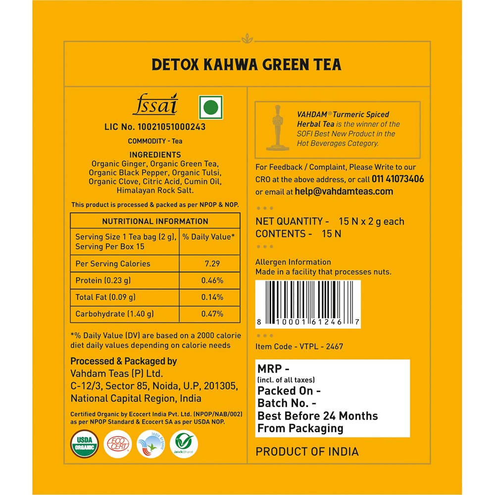 Vahdam Detox Kahwa Green Tea