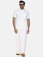 Thumbnail for Ramraj Cotton Linen Mens Half Sleeve White Shirt Plus Size - Cotton Linen - Distacart