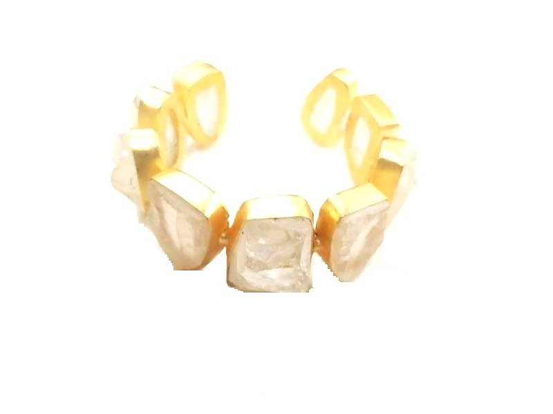 Bling Accessories Ivory / Gold Natural Stone Rough Bracelet - Distacart