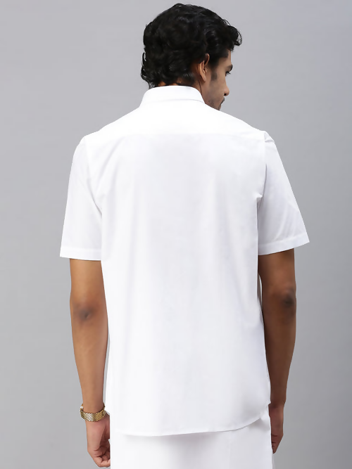 Ramraj Cotton Mens Half Sleeve White Shirt Plus Size - Breeze Cotton - Distacart