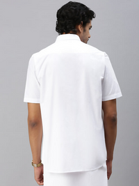 Thumbnail for Ramraj Cotton Mens Half Sleeve White Shirt Plus Size - Breeze Cotton - Distacart