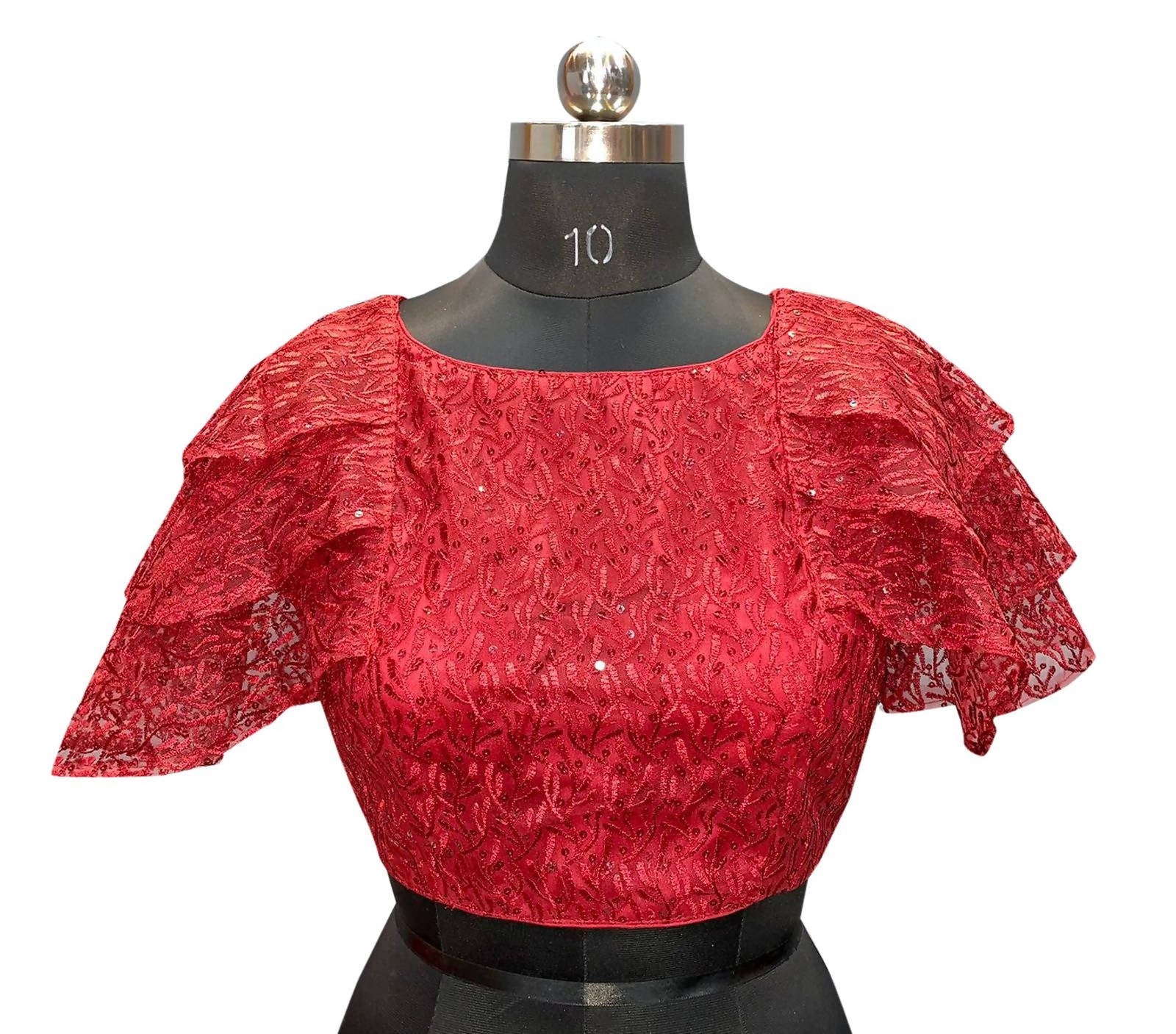 Vamika Maroon Net Shifly Work Blouse - Distacart