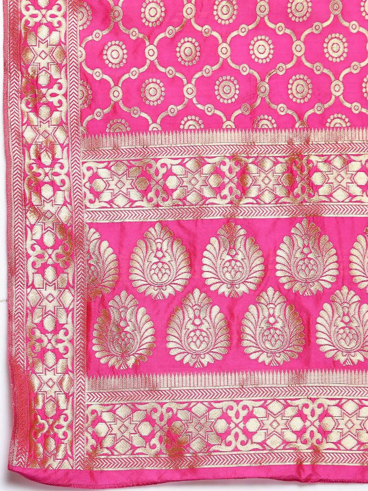 Myshka Women's Pink Silk Print Casual Dupatta
