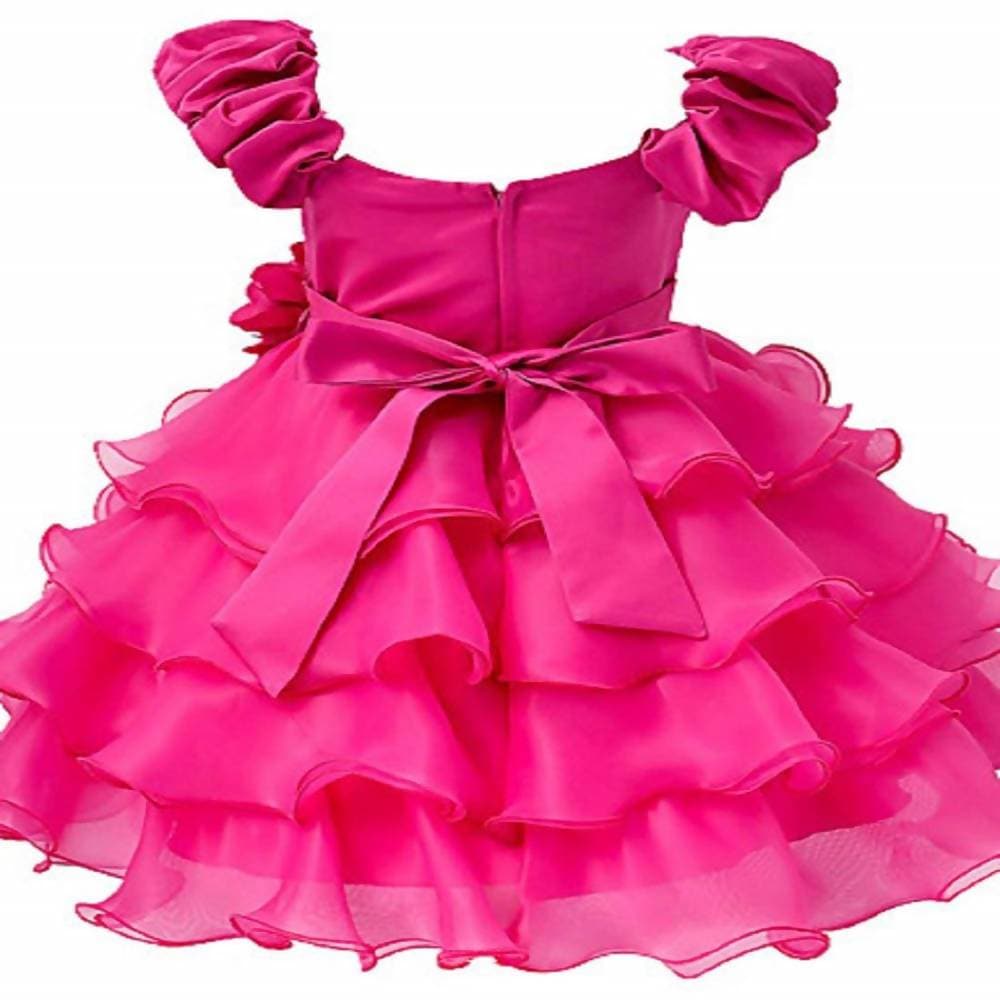 Asmaani Baby Girl's Pink Color Satin Knee Length Frock (AS-dress_22084 ) - Distacart