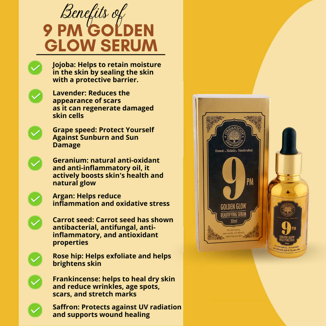 Organicos 9 PM Golden Glow Serum - Distacart
