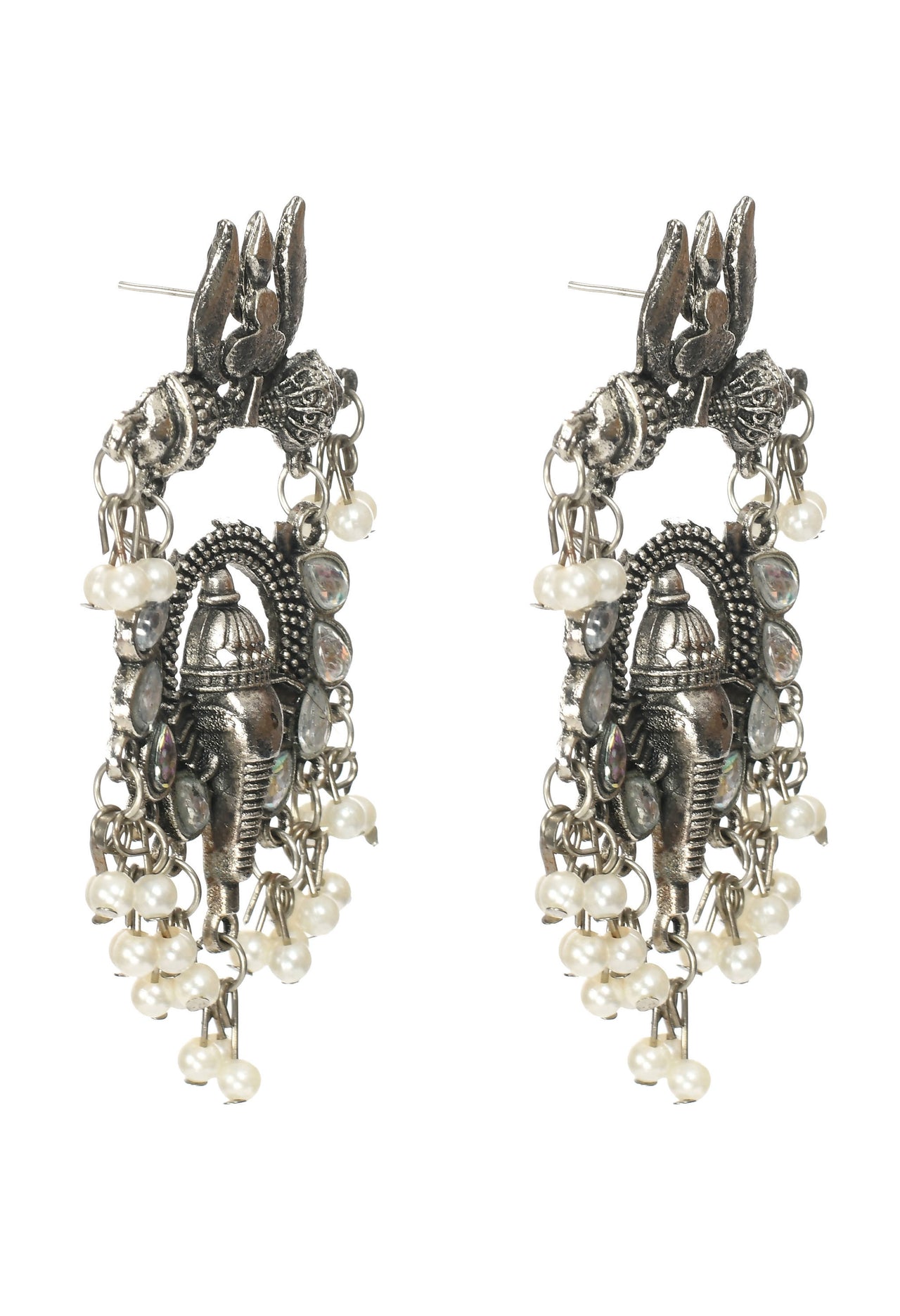 Mominos Fashion Johar Kamal Ganesh Design Silver Color Earrings - Distacart