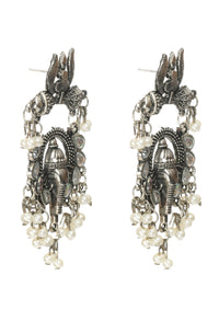 Thumbnail for Mominos Fashion Johar Kamal Ganesh Design Silver Color Earrings - Distacart