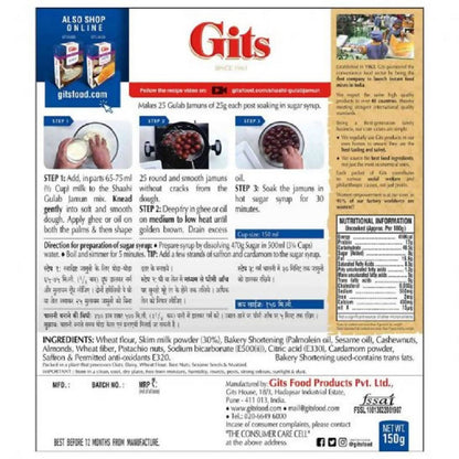 Gits Shahi Gulab Jamun Dessert Mix - Distacart