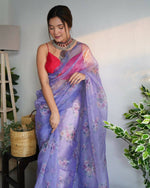 Thumbnail for Vamsee Blue Organza Saree - Distacart