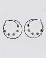 Thumbnail for VOJ Women Rhodium-Plated Pearl Stainless Steel Hoop Earrings - Distacart
