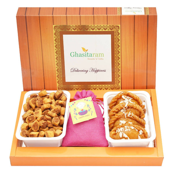 Ghasitaram Assorted Box of Gujiyas, Bhakarwadi and Thandai - Distacart