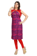 Thumbnail for Snehal Creations Pure Purple Jacket Style Printed Sleeveless Kurti For Daily Wear - Distacart