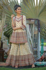 Thumbnail for Juniper Women Cream Cambric Printed A-Line Tunic - Distacart