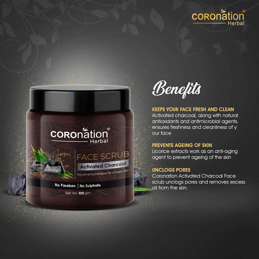Coronation Herbal Activated Charcoal Face Scrub - Distacart