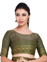 Thumbnail for Mimosa Women's Green Kanchipuram Pure Silk Saree With Unstitched Blouse Piece