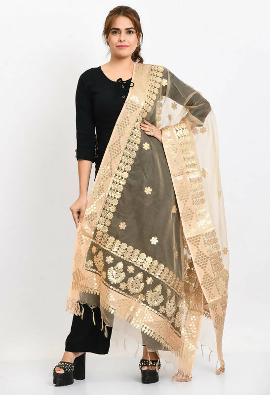 Mominos Fashion Moeza Women Organza Gotta Patti Bridal Dupatta Golden Dupatta - Distacart