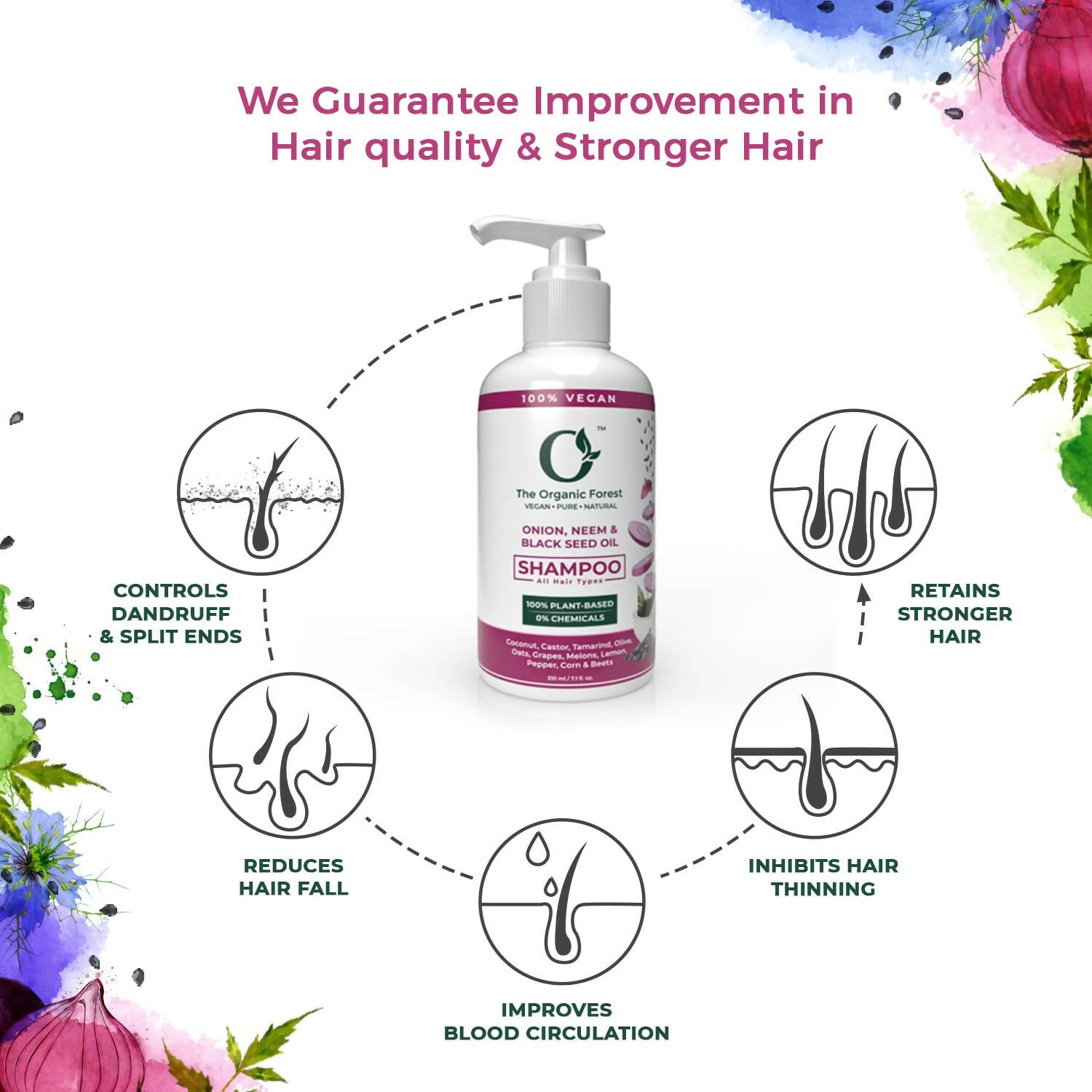 The Organic Forest Onion, Neem & Black Seed Oil Hair Shampoo - Distacart