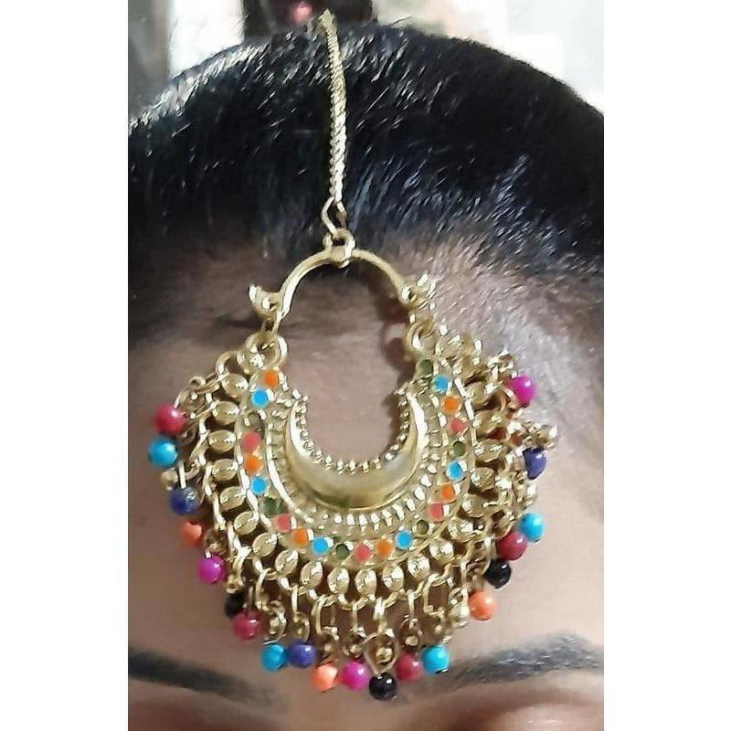 Latest Fashion Multicolor Pearls And Design Maang Tikka