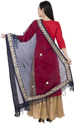 Thumbnail for Mominos Fashion Navy Blue Orgenza Gotta Patti Dupatta