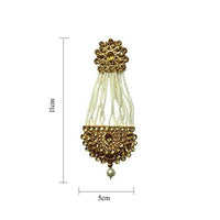 Thumbnail for Tiaraa Golden Pearl Polki Studded Kundan Earrings - Distacart