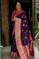 Thumbnail for DEIANA'S Beautiful Golden Jari with New Design Soft Lichi Silk Saree - Purple - Distacart