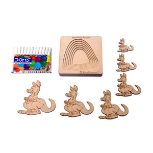 Kraftsman Stack up Puzzles/ Layered Puzzle Kangaroo Shape for Kids | Color Kit Included | 6 Pieces Puzzle - Distacart
