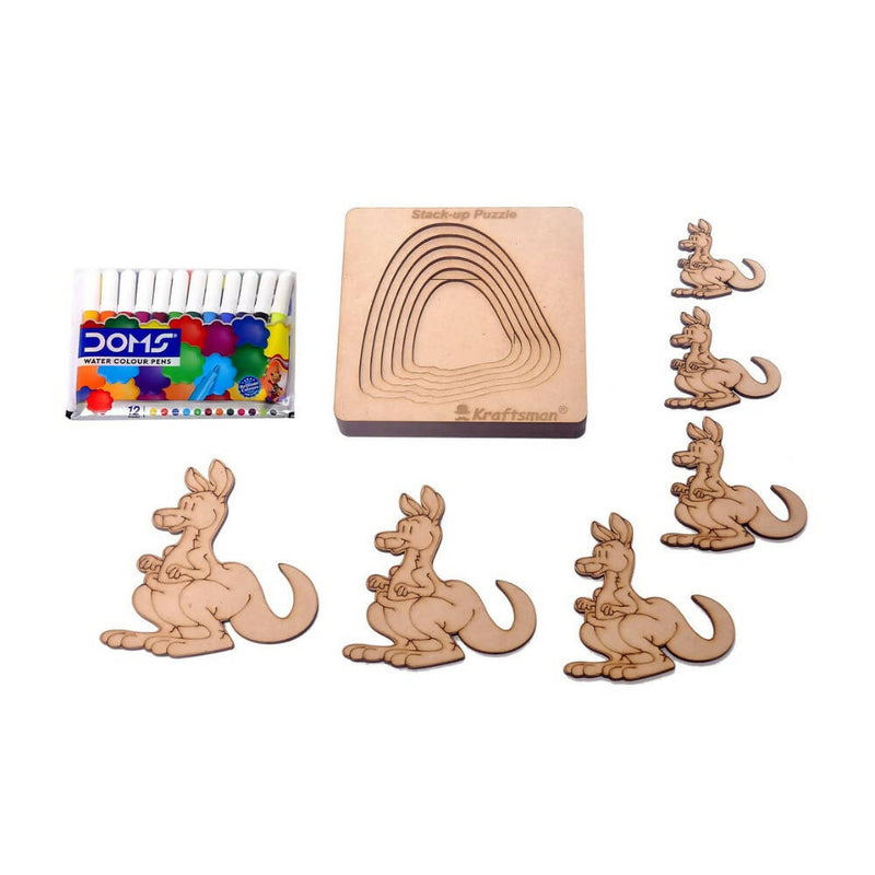 Kraftsman Stack up Puzzles/ Layered Puzzle Kangaroo Shape for Kids | Color Kit Included | 6 Pieces Puzzle - Distacart