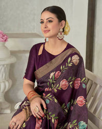 Thumbnail for Purple Rangkat Tussar Silk Woven Design Saree with Unstitched Blouse - Mohmanthan Eshani - Distacart