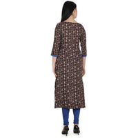 Thumbnail for Kanoor Women's Brown High low Round neck kurti