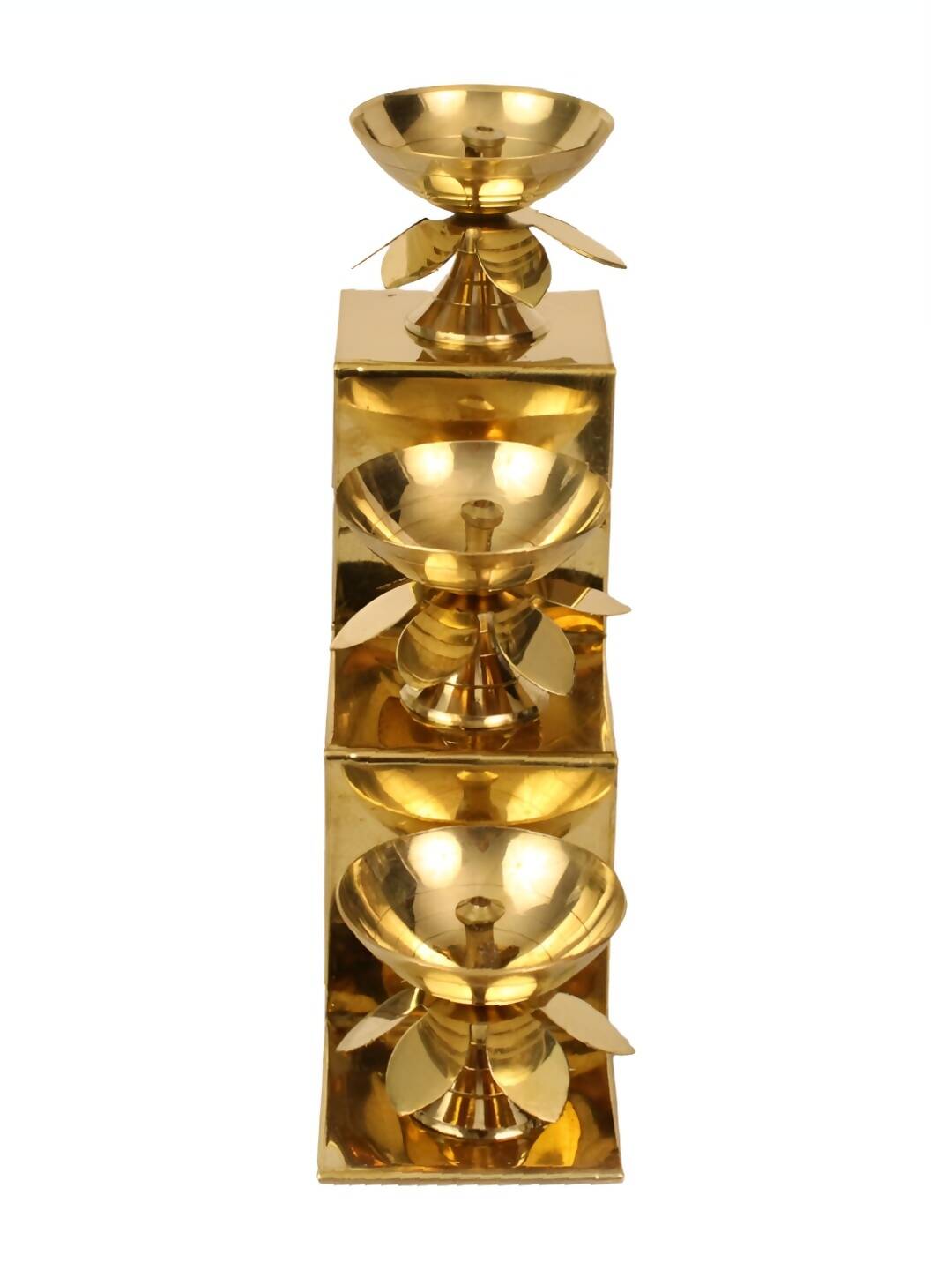 Spillbox Gold-Tone Brass 3 Step Diya - Distacart